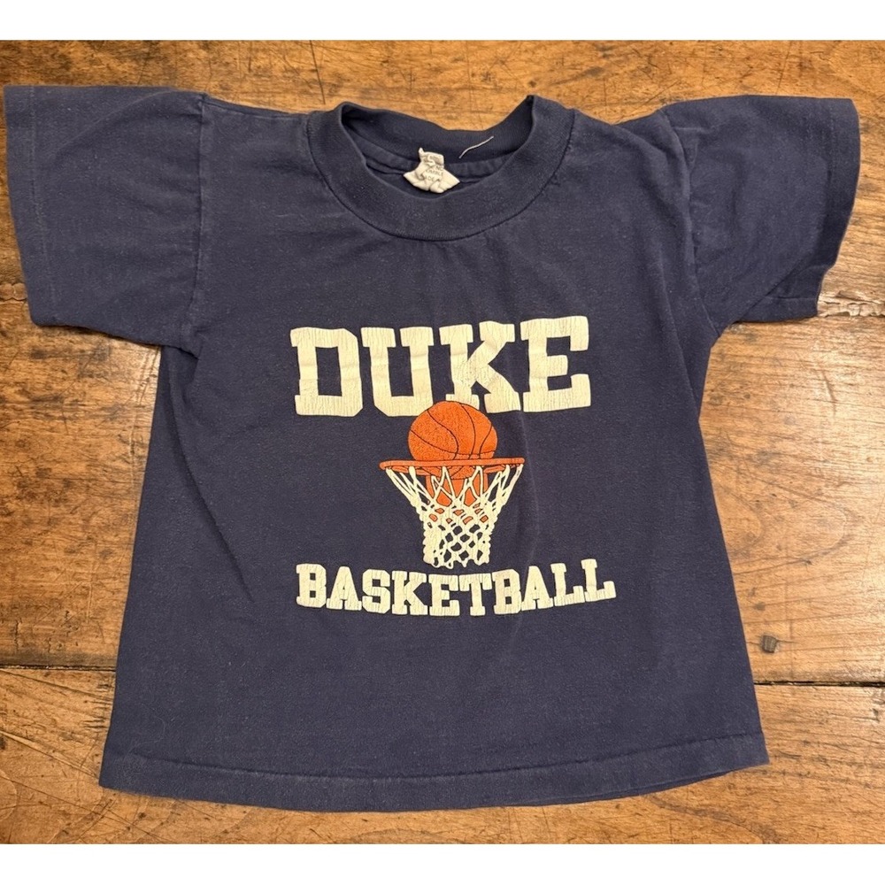 Vintage 90's Duke Basketball University Kids Unisex S Blue 100% Cotton Tee